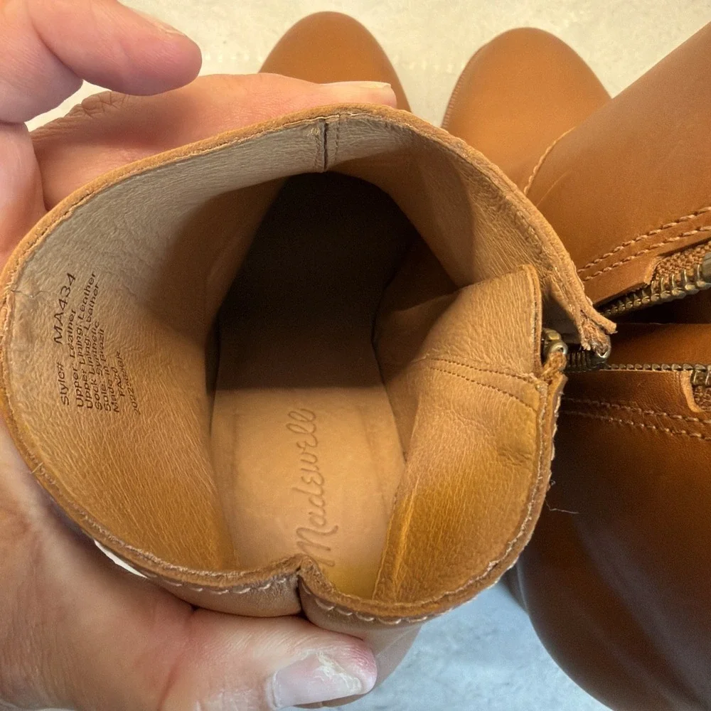 Madewell The Rosie Ankle Leather Bootie Side Zip Brown MA434 Women's Size 8.5
